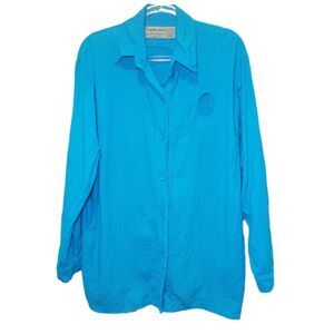 New Hero Vintage Oversize Aqua 100% Cotton Long Sleeve Top Size S